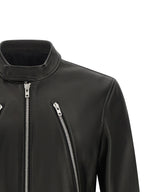 Black Lamb Leather 5‑Zip Jacket
