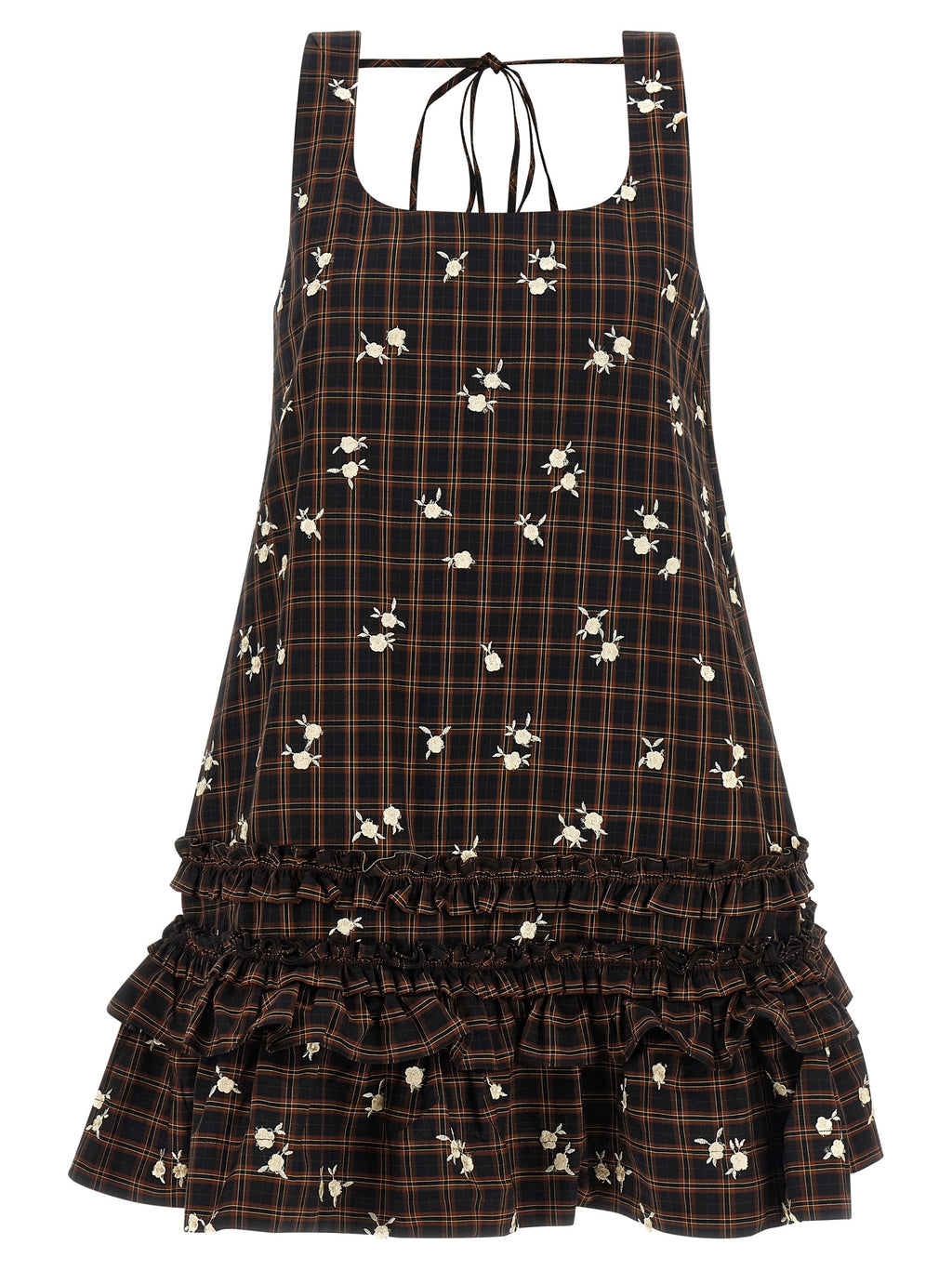 Check Flower Mini Organic Cotton Dress