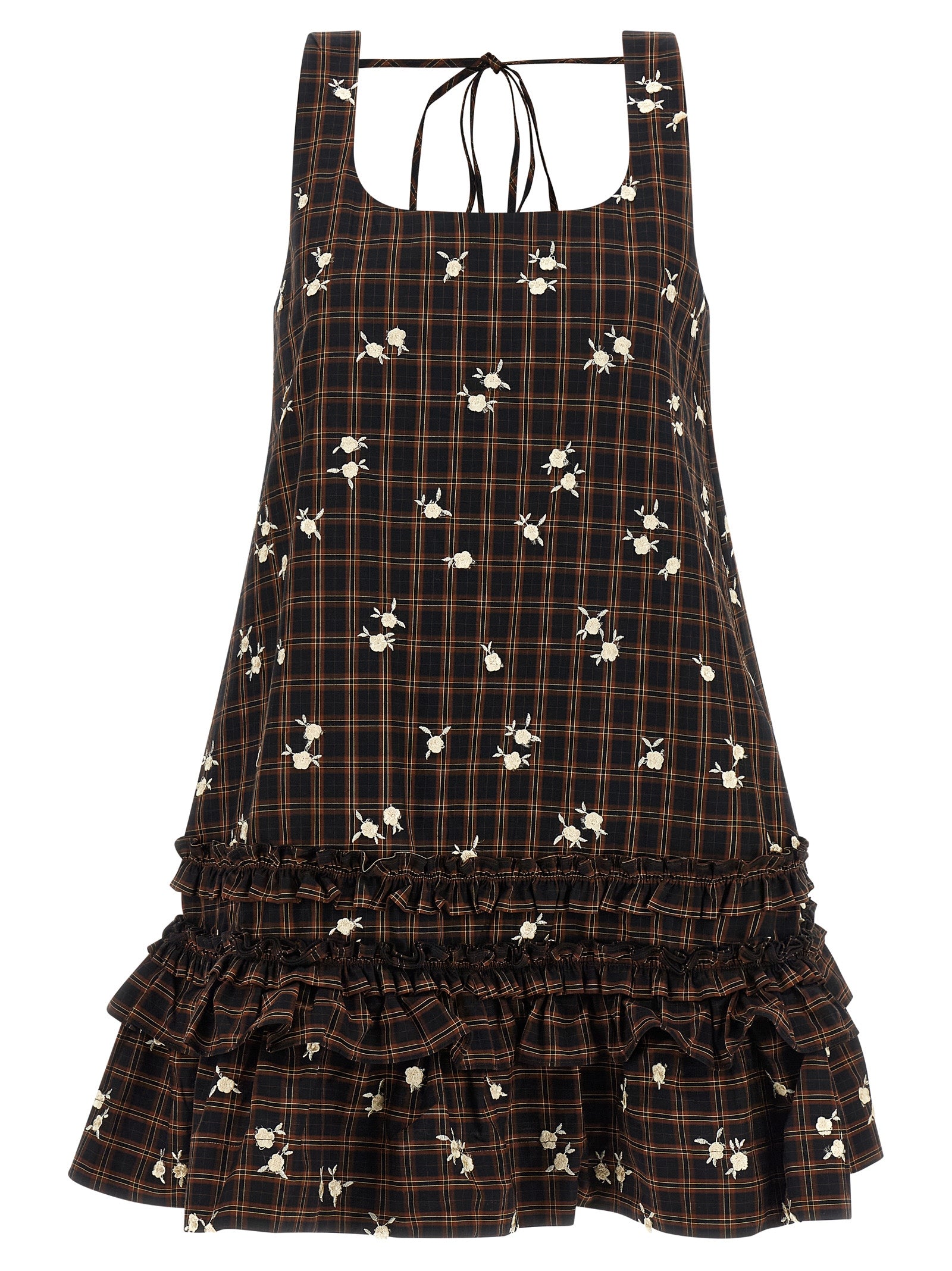 Check Flower Mini Organic Cotton Dress