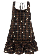 Check Flower Mini Organic Cotton Dress
