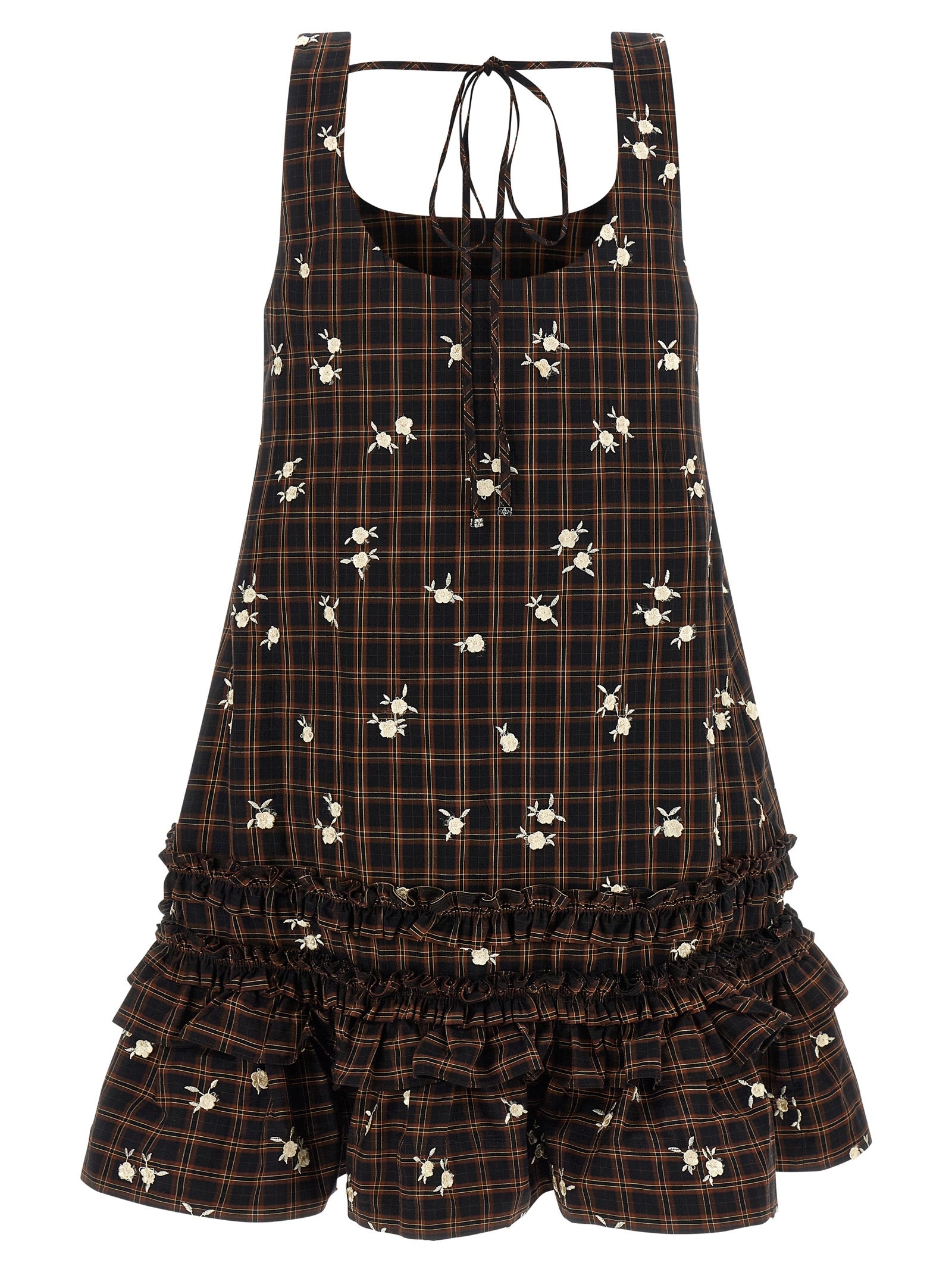 Check Flower Mini Organic Cotton Dress