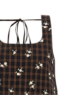 Check Flower Mini Organic Cotton Dress