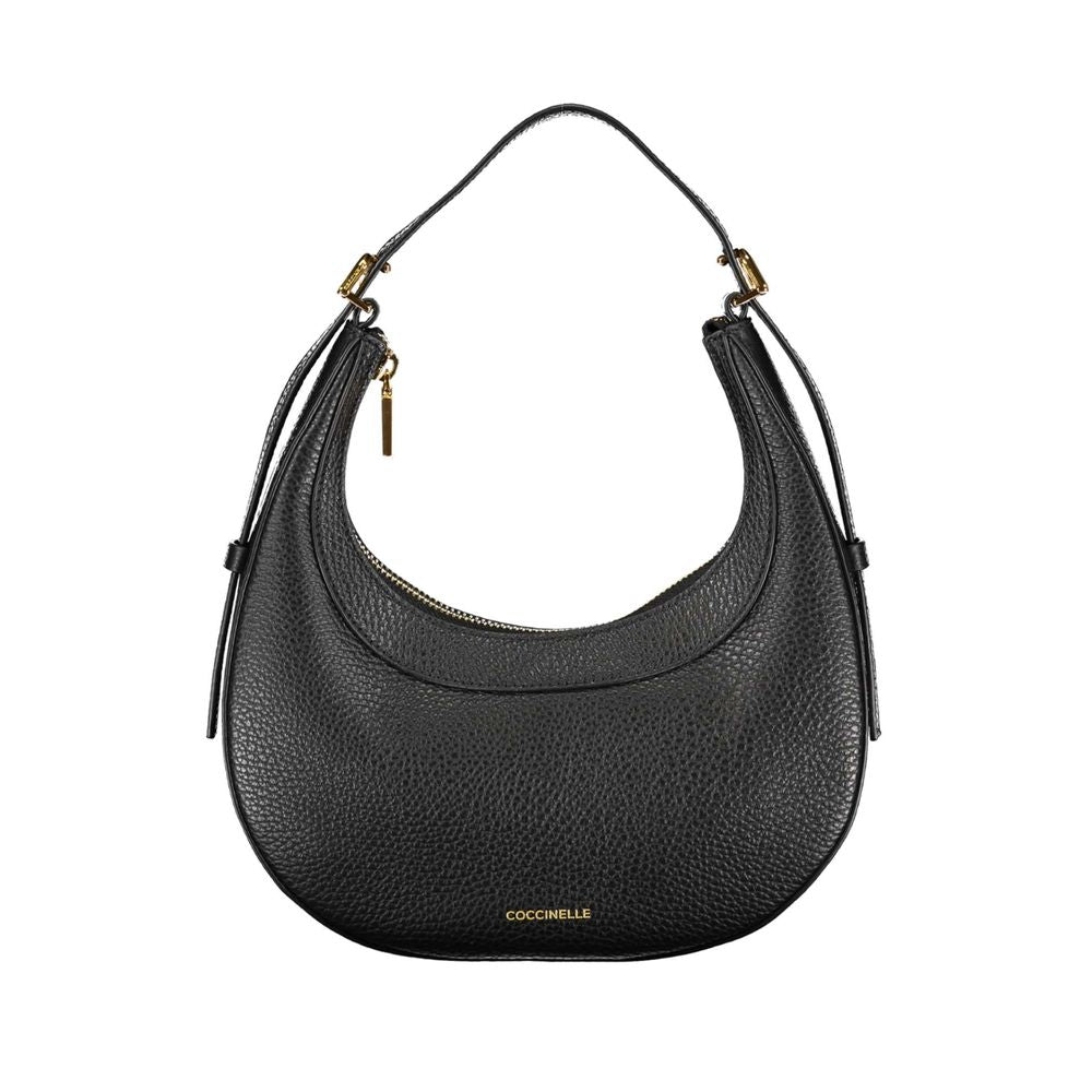 Smooth Black Leather Shoulder Bag