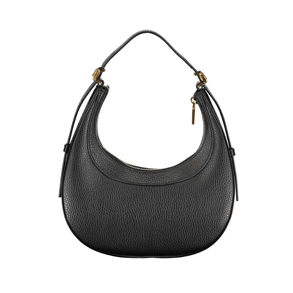 Smooth Black Leather Shoulder Bag