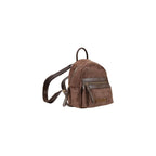 Brown Suede-Effect Polyester Backpack