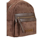 Brown Suede-Effect Polyester Backpack