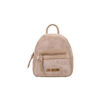 Suede‑Effect Beige Polyester Backpack