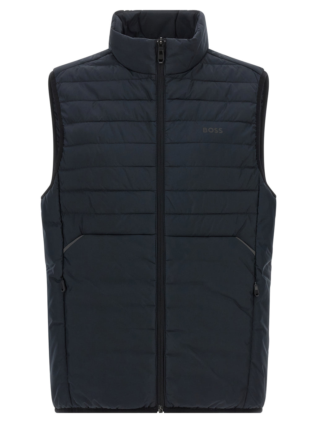 Navy Blue Polyester Sleeveless Jacket