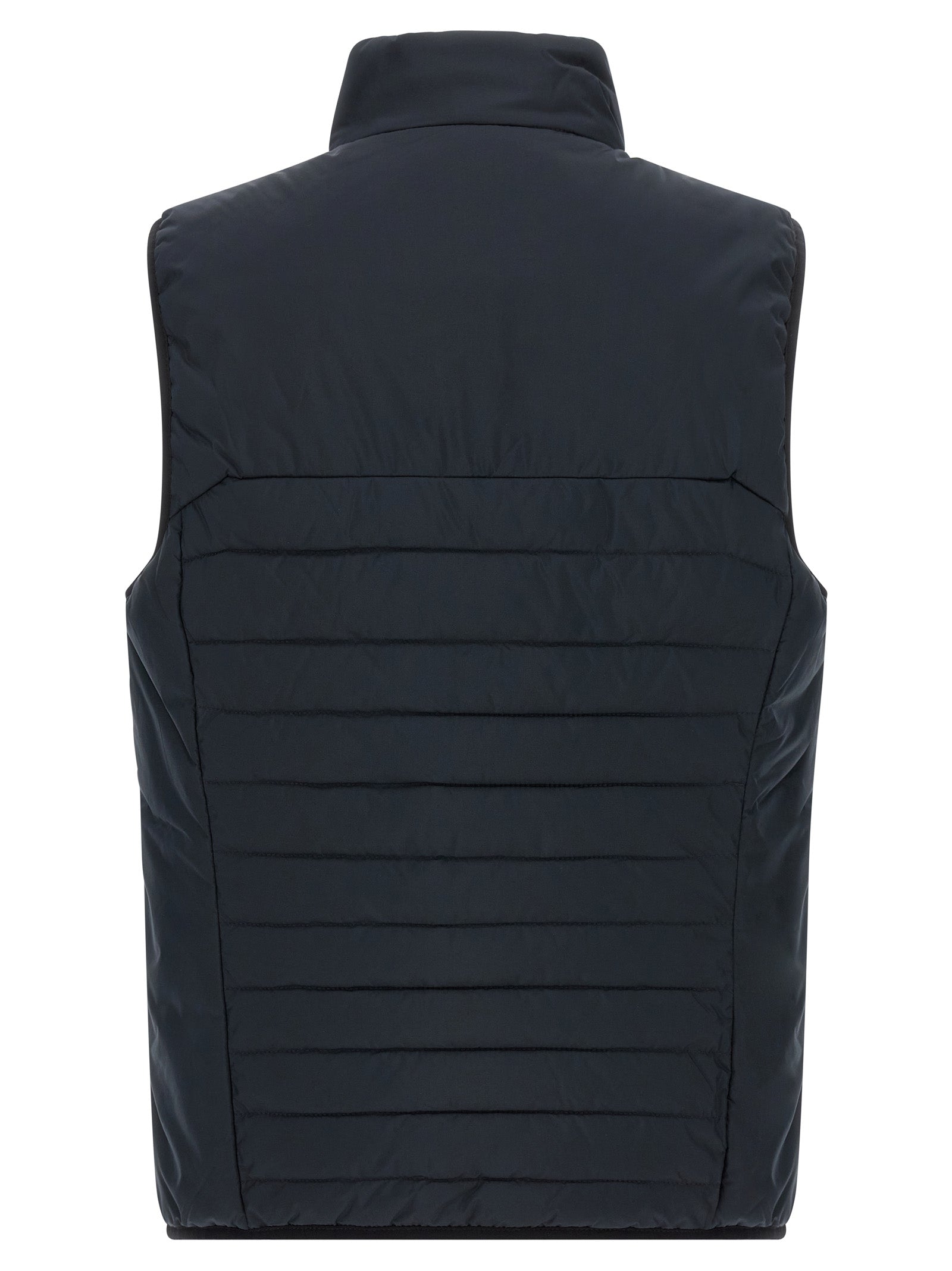 Navy Blue Polyester Sleeveless Jacket