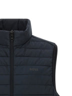 Navy Blue Polyester Sleeveless Jacket