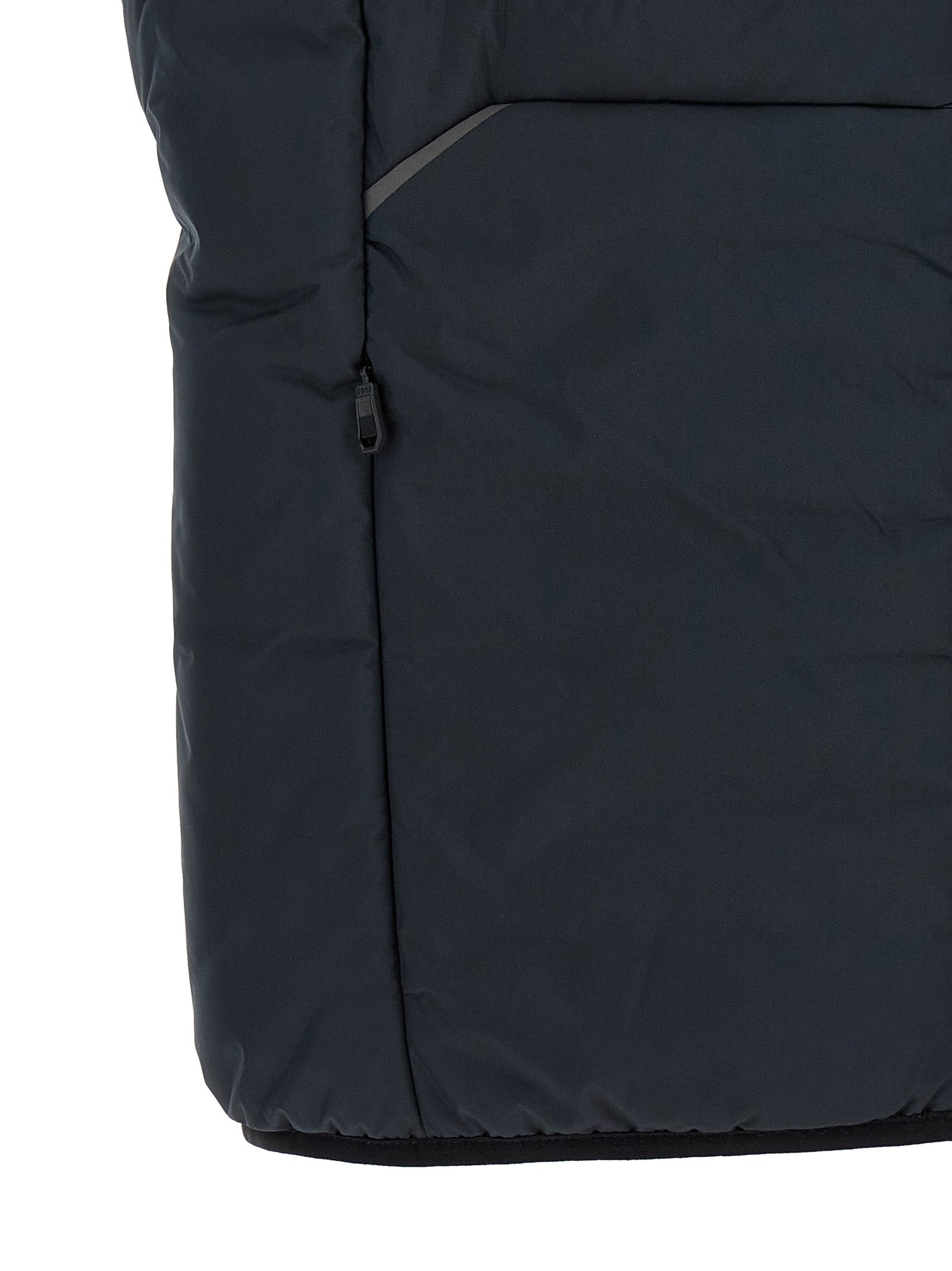 Navy Blue Polyester Sleeveless Jacket