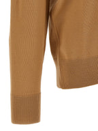 Brown Virgin Wool High Neck Cardigan