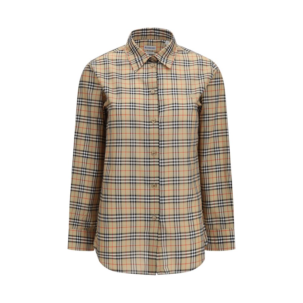 Beige Cotton Check Shirt
