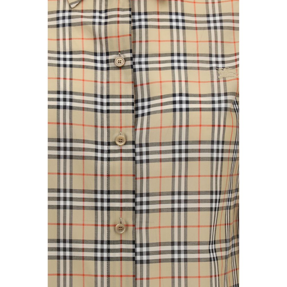 Beige Cotton Check Shirt