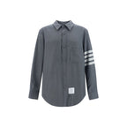 Oversized Gray Wool And Cotton Blend Dress Shirt