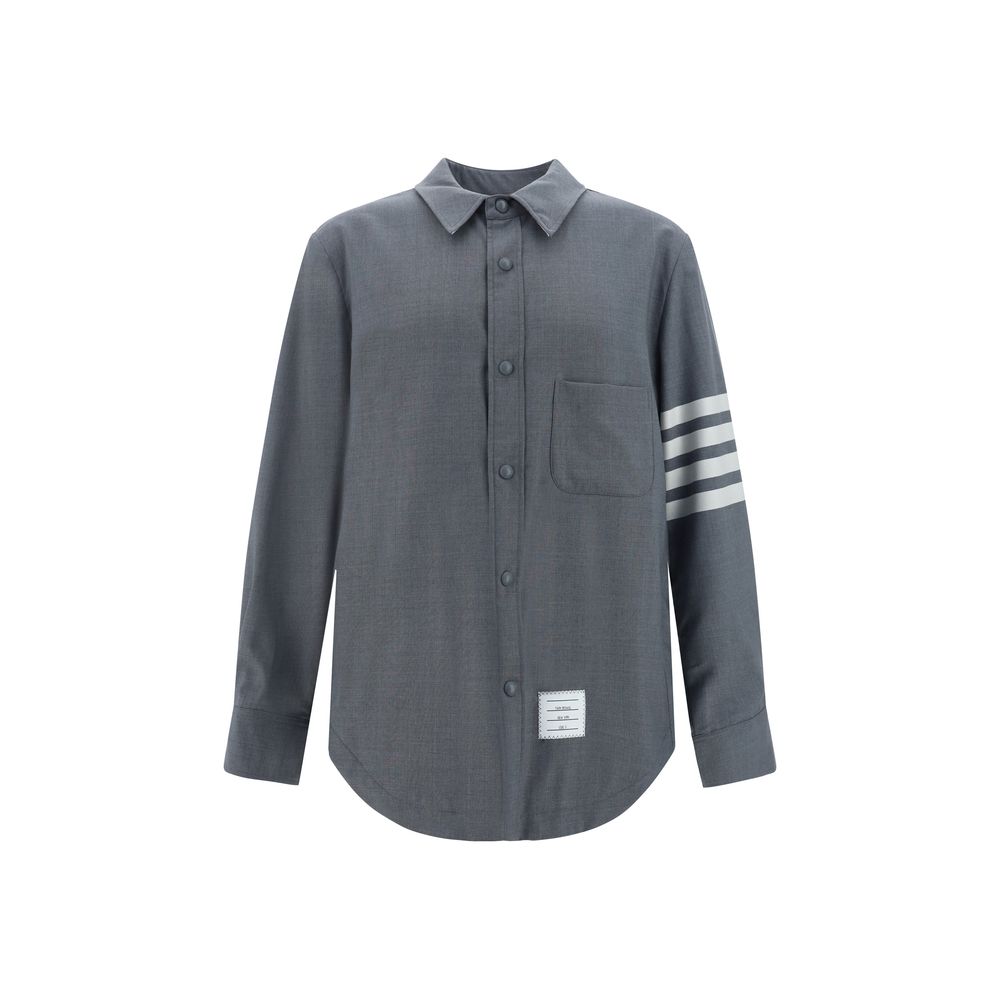 Oversized Gray Wool And Cotton Blend Dress Shirt