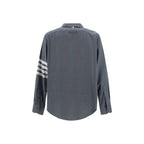 Oversized Gray Wool And Cotton Blend Dress Shirt