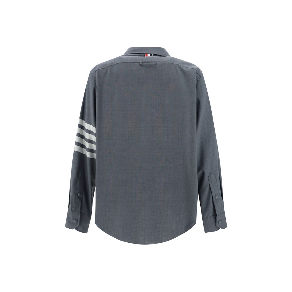 Oversized Gray Wool And Cotton Blend Dress Shirt