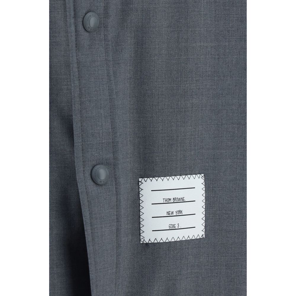 Oversized Gray Wool And Cotton Blend Dress Shirt