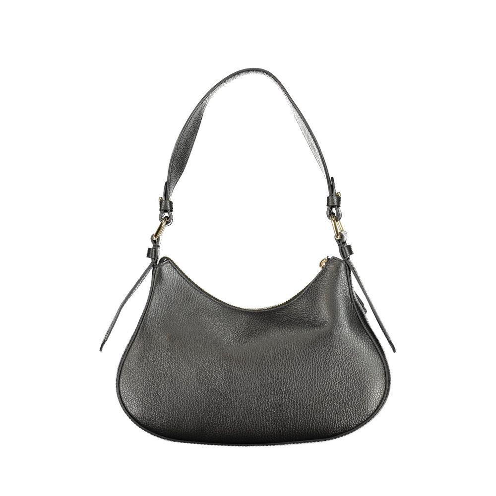 Black Leather Mavery Pocket Bag