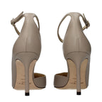 Gray Leather High Heel Pumps