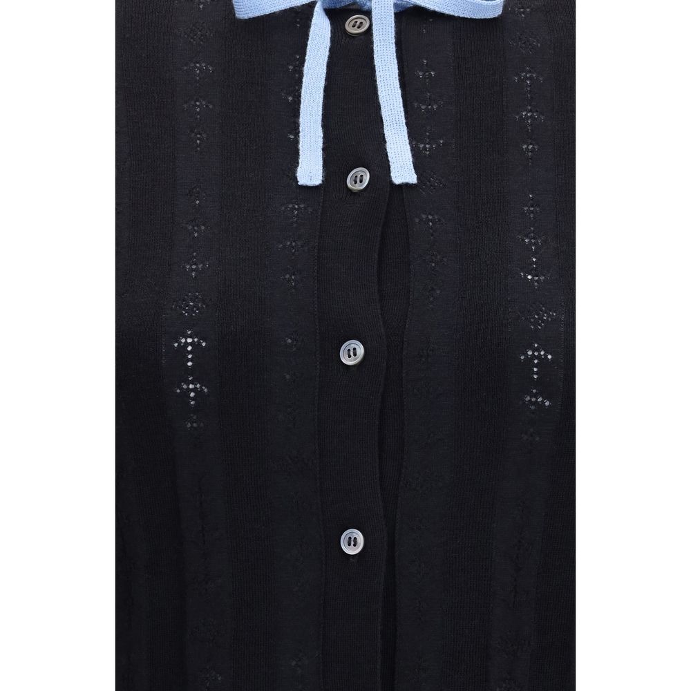 Wool‑Silk Bow‑Tie Cardigan
