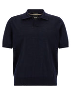 Blue H-Lantoni Virgin Wool Polo Shirt