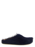 Blue Calfskin Fussbett Mules