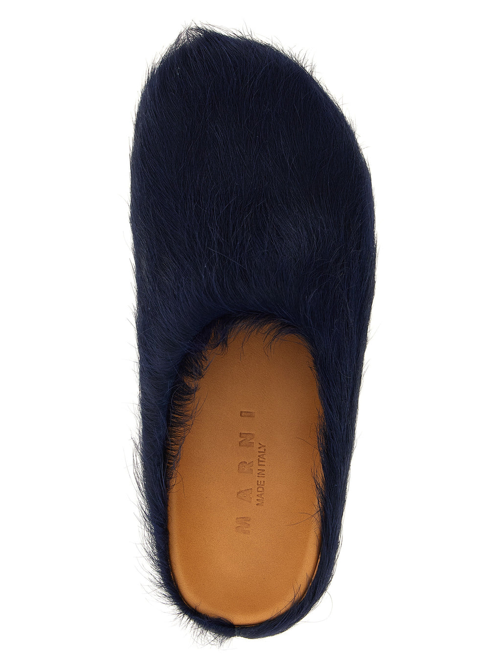 Blue Calfskin Fussbett Mules