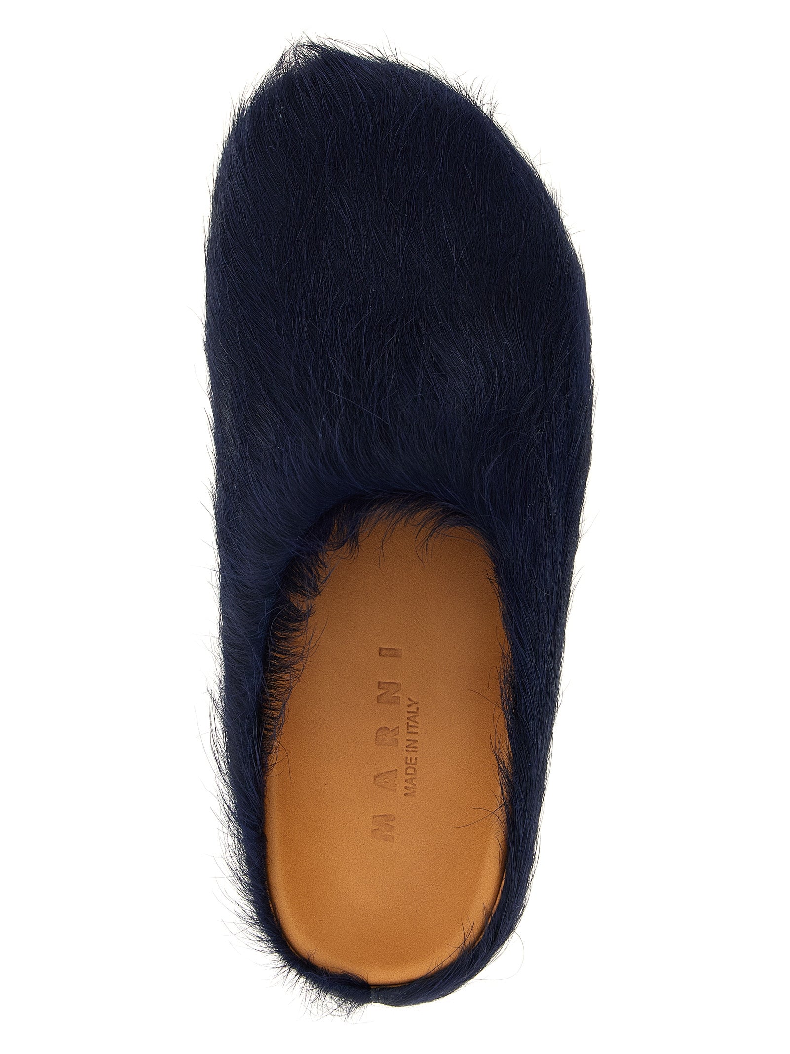 Blue Calfskin Fussbett Mules