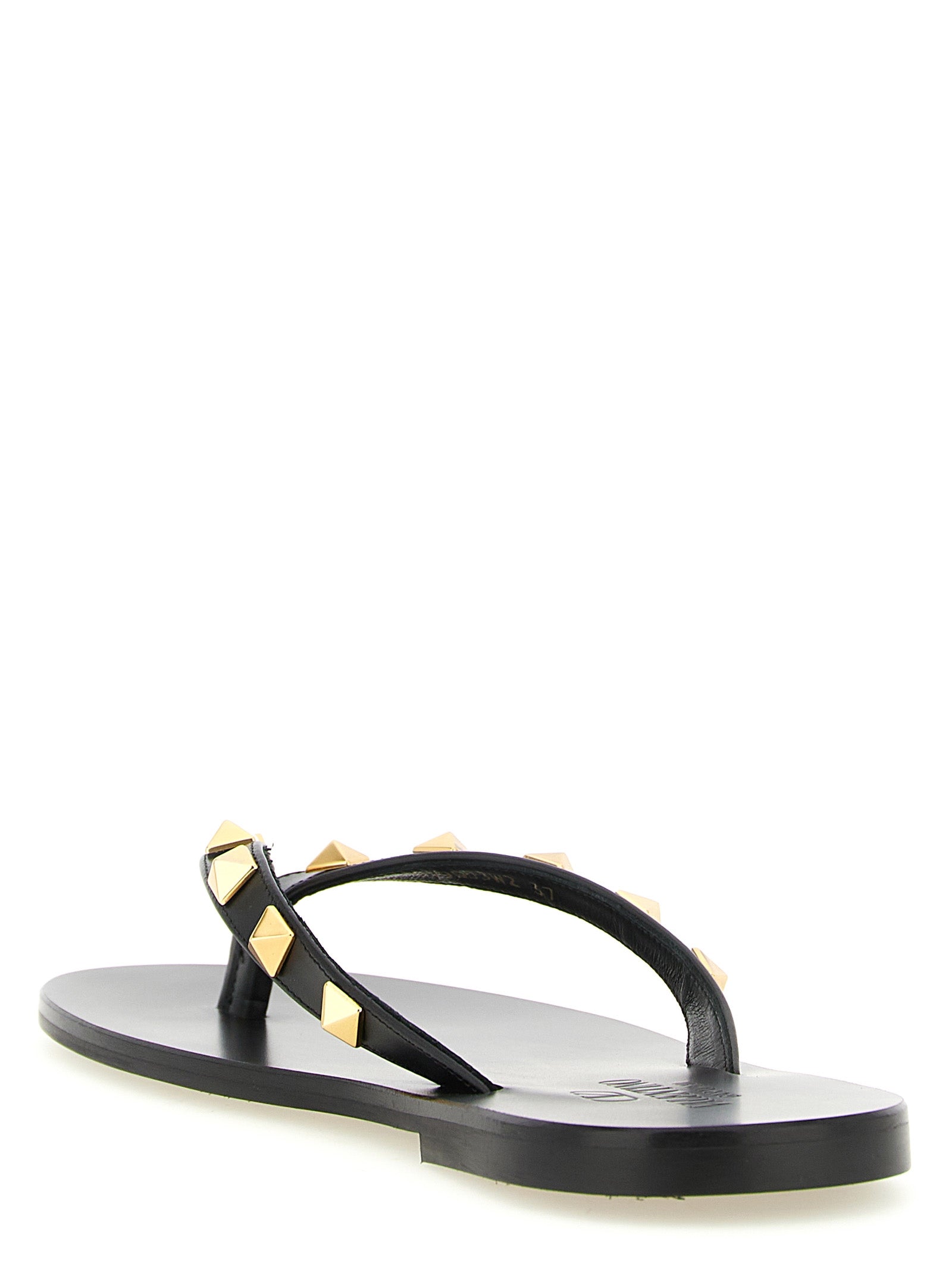 Rockstud Calfskin Thong Sandals