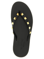 Rockstud Calfskin Thong Sandals