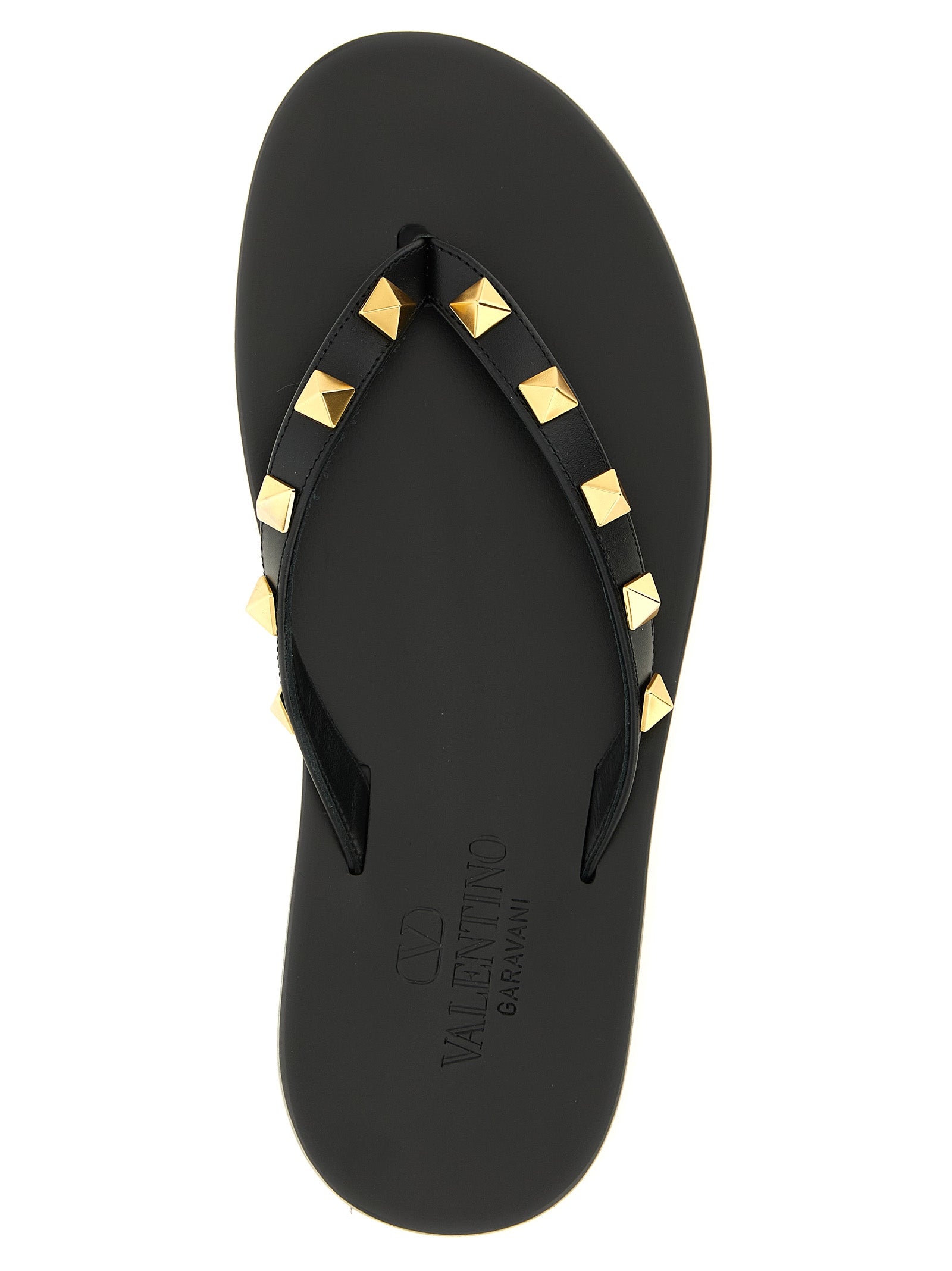 Rockstud Calfskin Thong Sandals