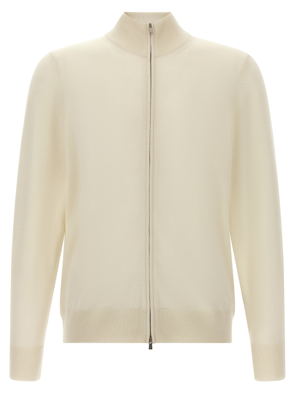 Virgin Wool High Neck Zip Cardigan