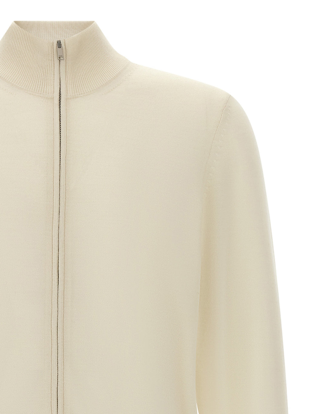 Virgin Wool High Neck Zip Cardigan