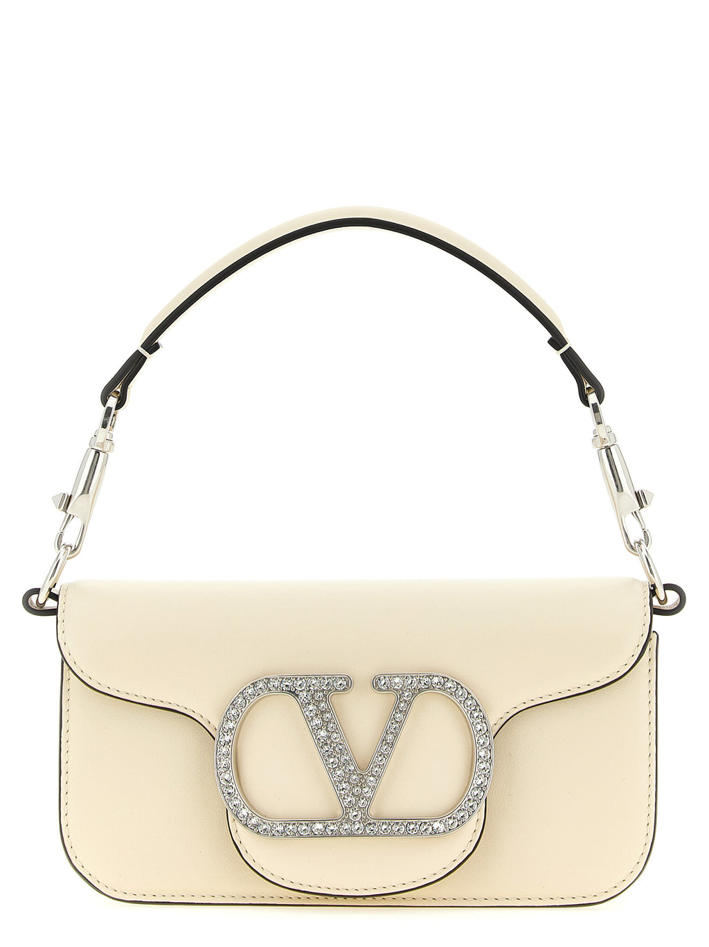 White Calfskin Small Locò Shoulder Bag