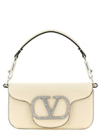 White Calfskin Small Locò Shoulder Bag