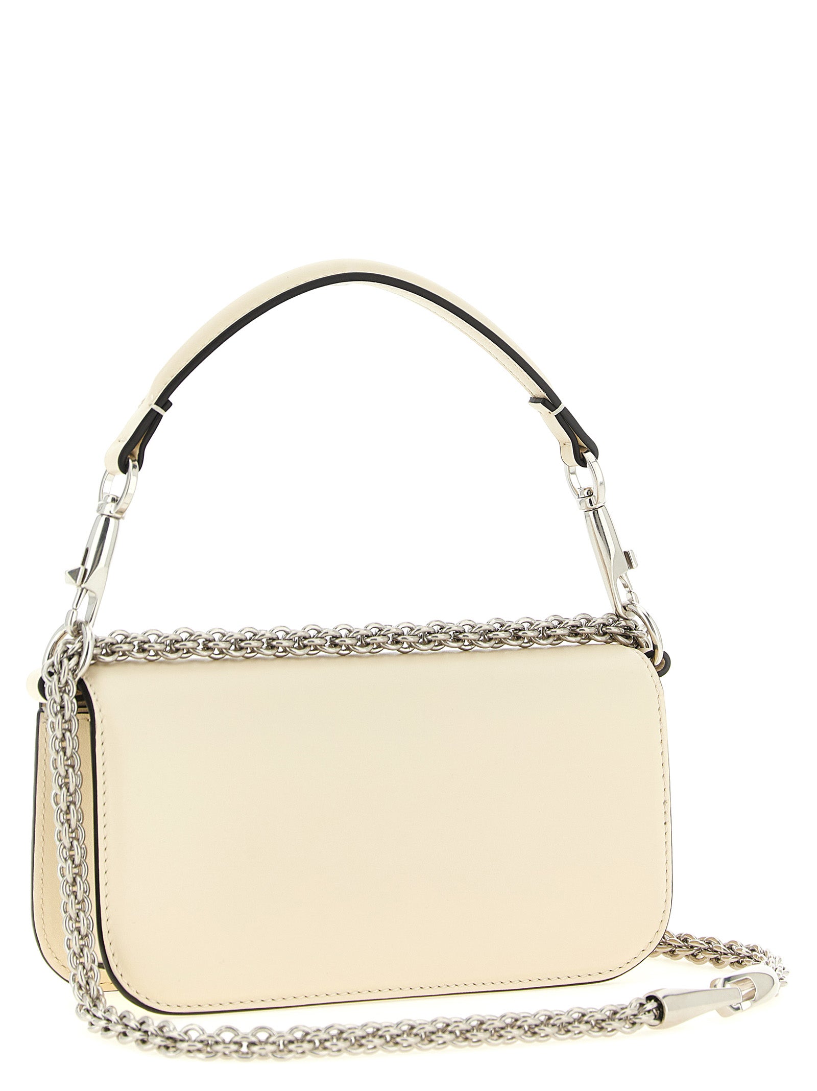 White Calfskin Small Locò Shoulder Bag