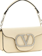 White Calfskin Small Locò Shoulder Bag