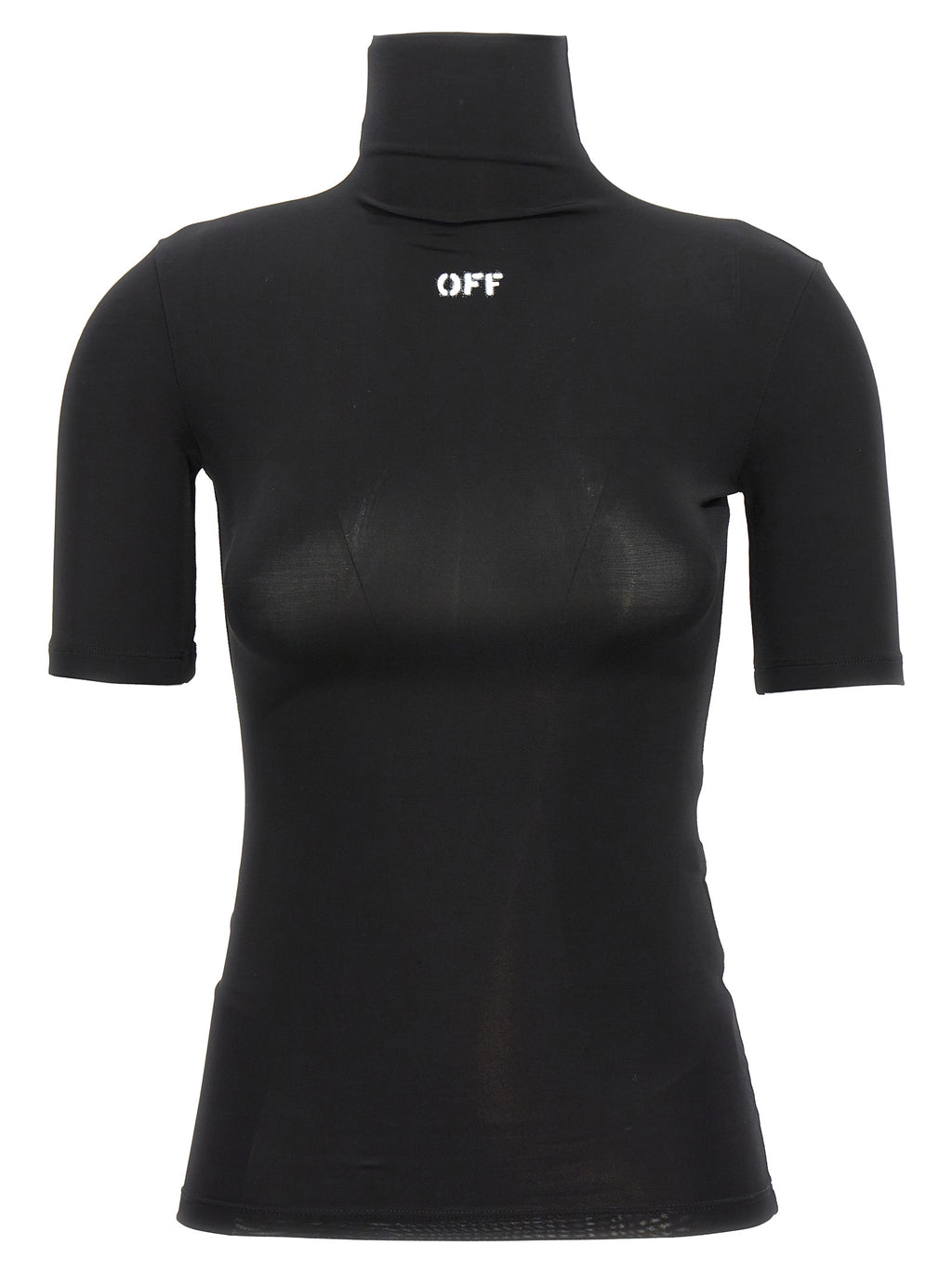 Black Acetate Off Stamp Turtleneck T-Shirt