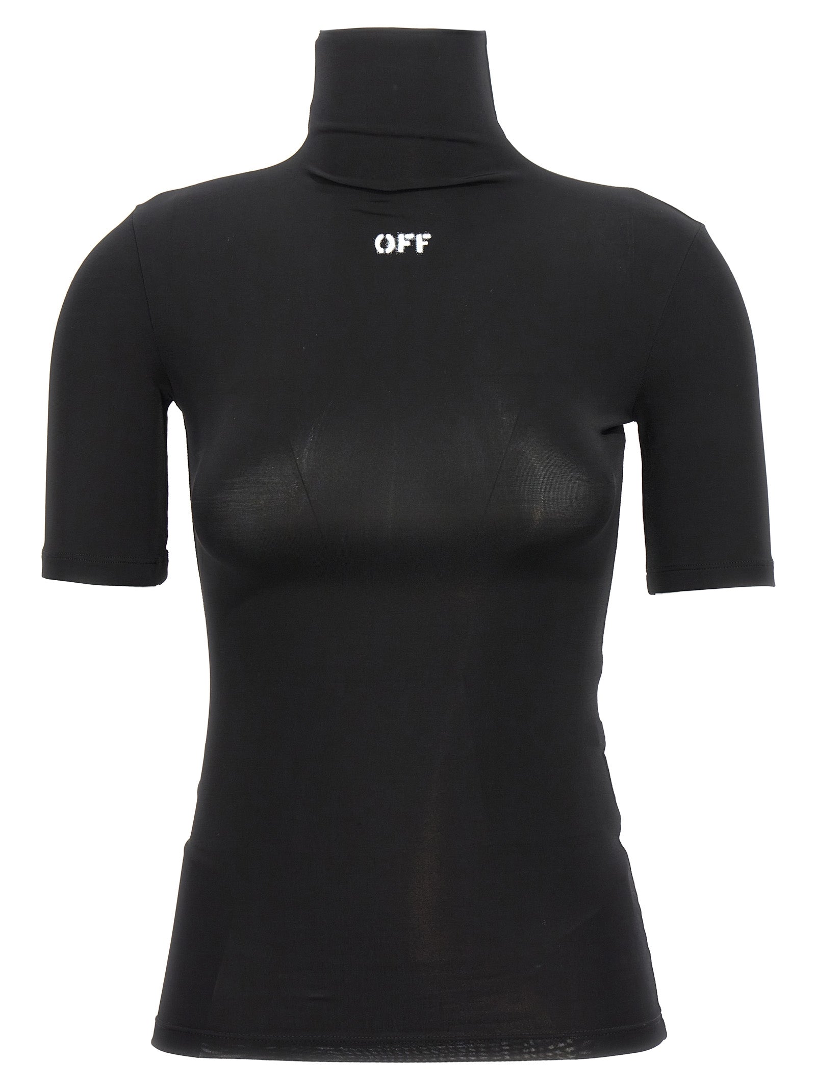Black Acetate Off Stamp Turtleneck T-Shirt