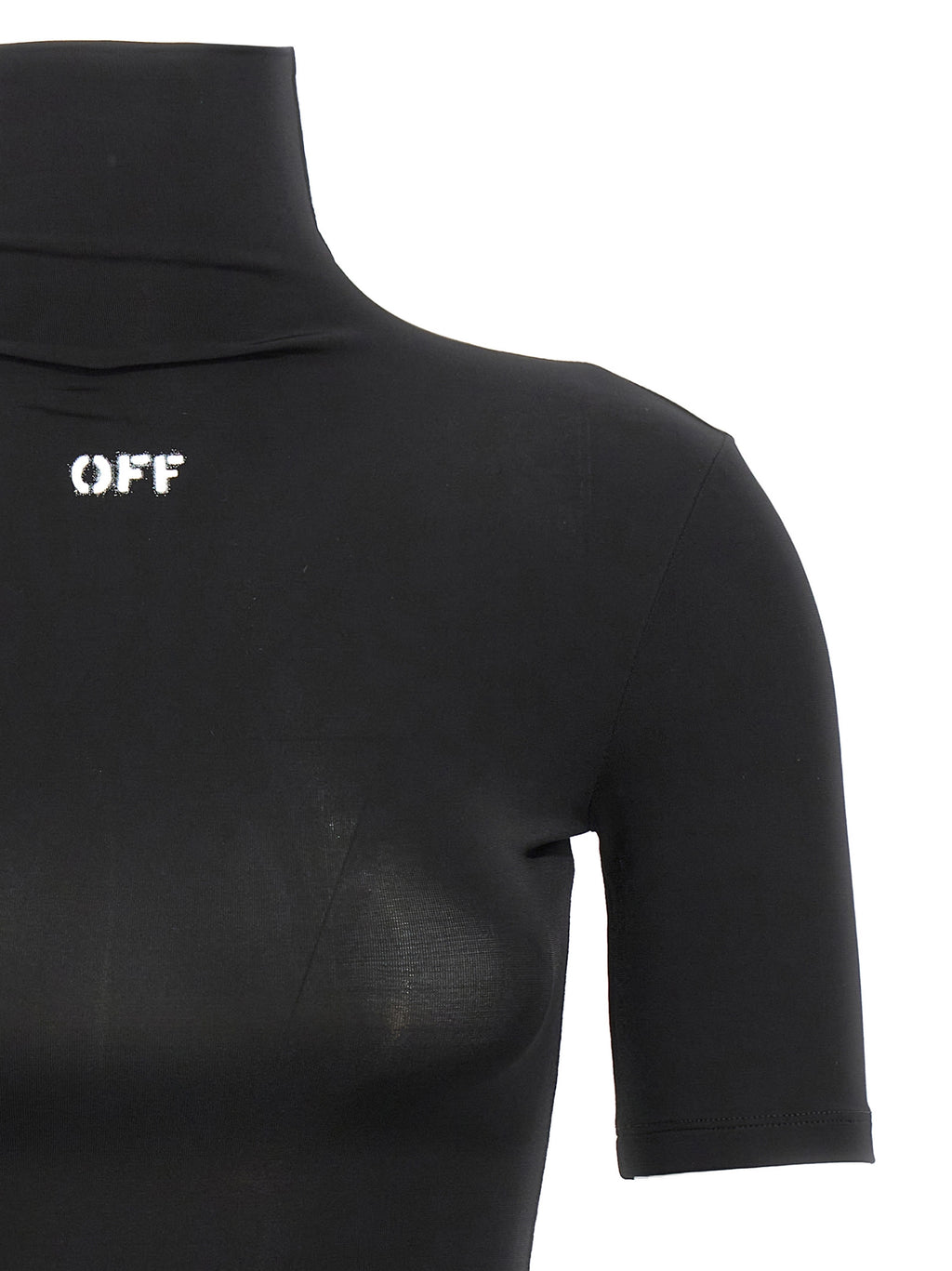 Black Acetate Off Stamp Turtleneck T-Shirt