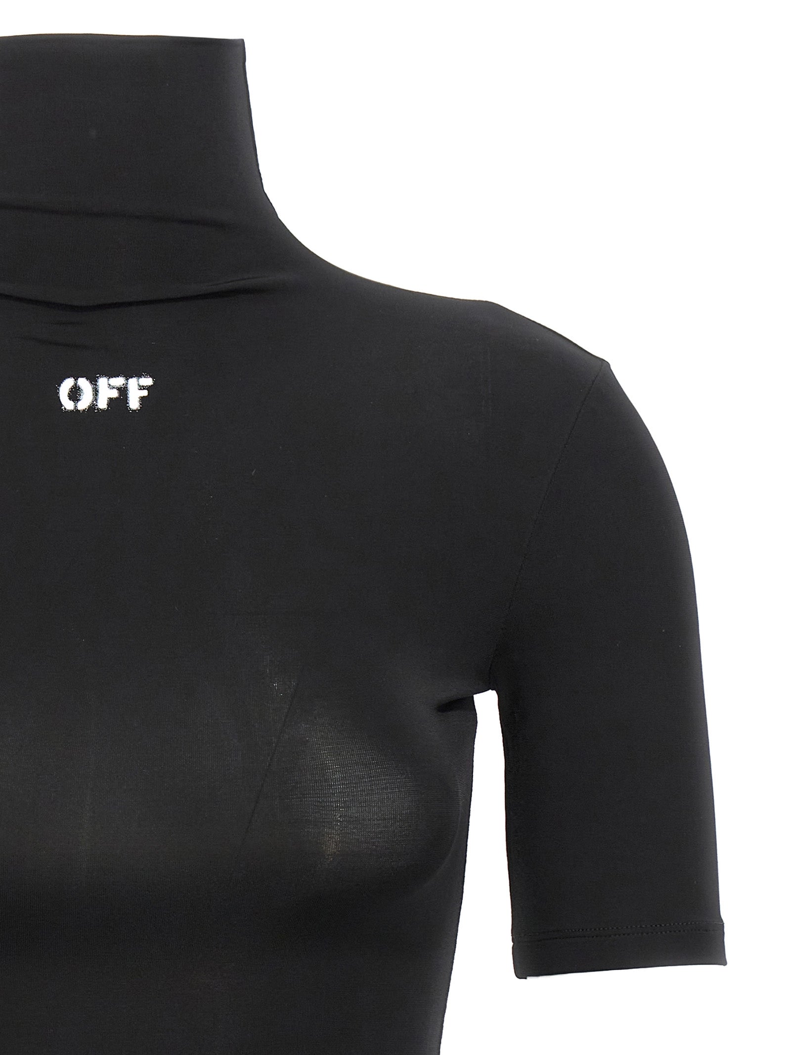 Black Acetate Off Stamp Turtleneck T-Shirt