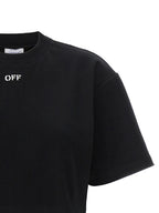 Off Stamp Black Cotton Cropped T-Shirt