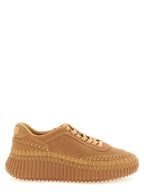 Beige Polyester Platform Sneakers