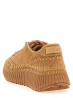 Beige Polyester Platform Sneakers