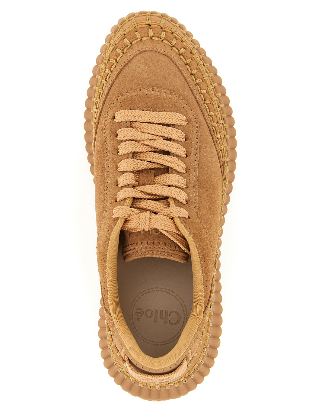 Beige Polyester Platform Sneakers