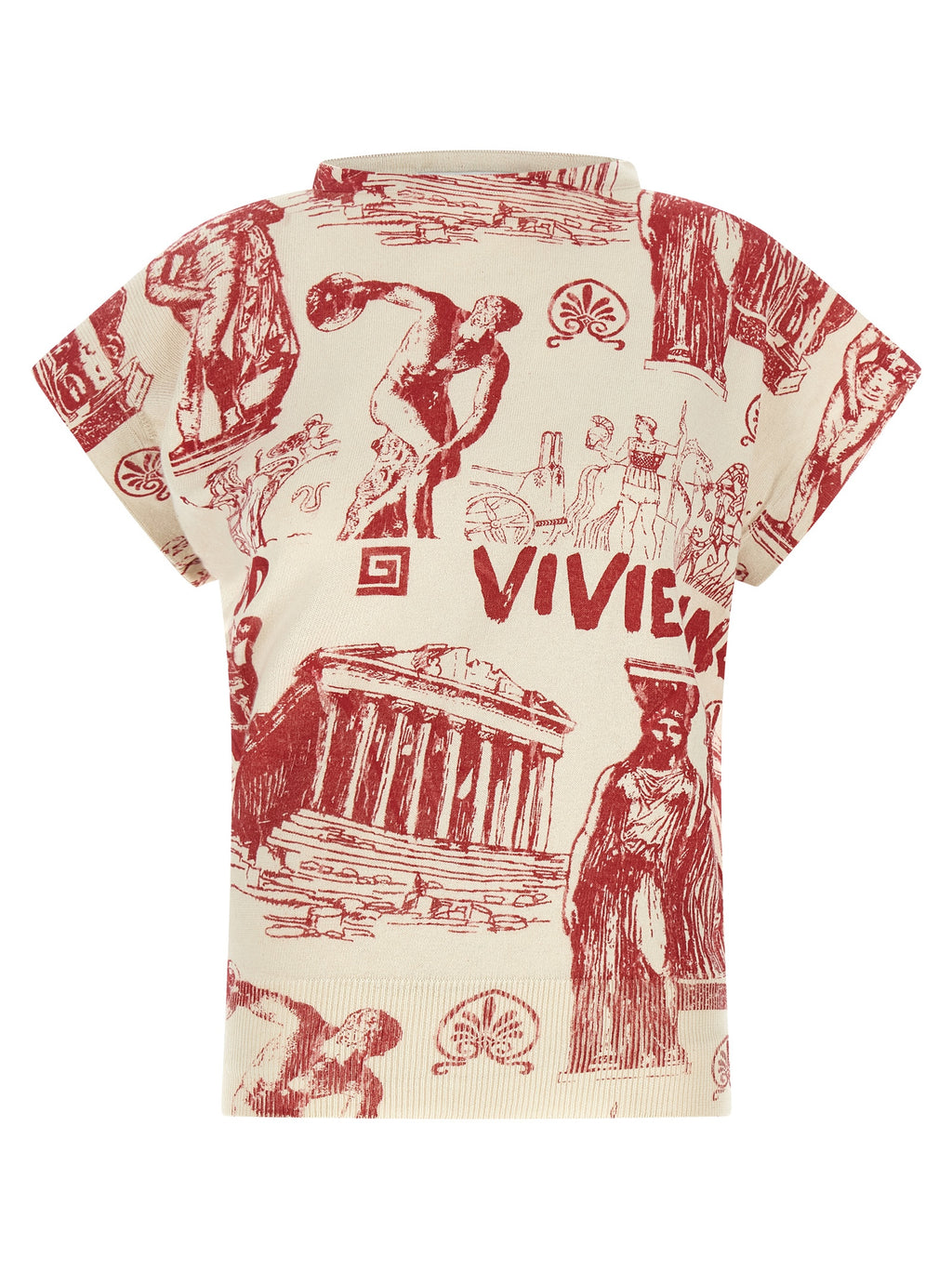 Multicolor Cotton-Cashmere T-Shirt With Justine Graphic