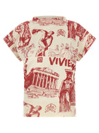 Multicolor Cotton-Cashmere T-Shirt With Justine Graphic