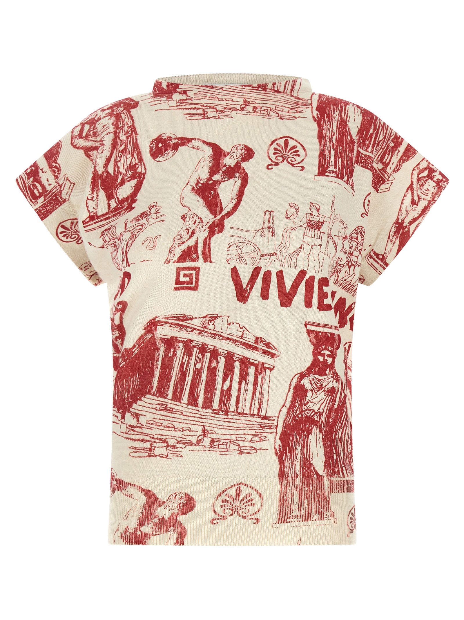 Multicolor Cotton-Cashmere T-Shirt With Justine Graphic